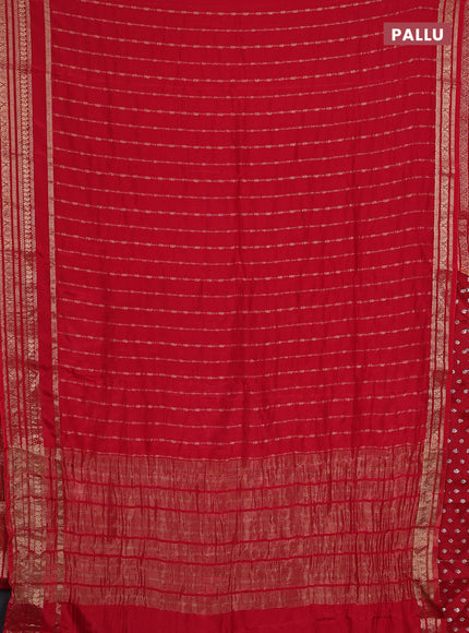 Semi mysore silk saree red with allover zari weaves and zari woven border
