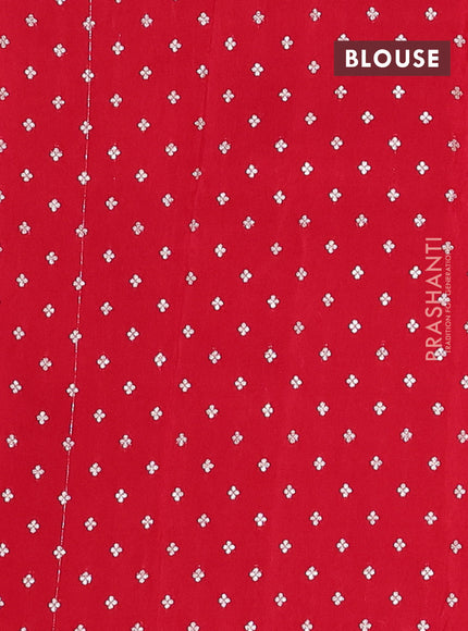 Semi mysore silk saree red with allover zari weaves and zari woven border