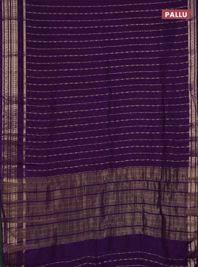 Semi mysore silk saree violet with allover zari weaves and zari woven border