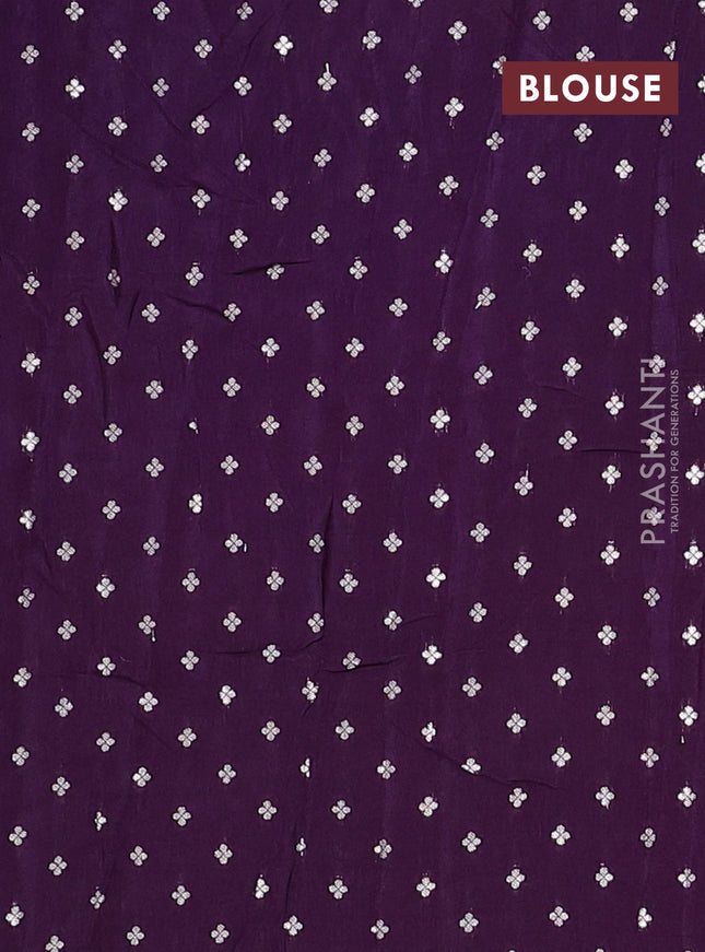 Semi mysore silk saree violet with allover zari weaves and zari woven border