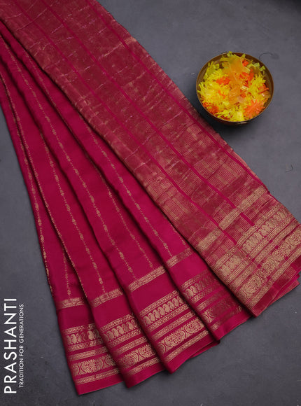 Semi mysore silk saree pink with allover zari weaves and zari woven border
