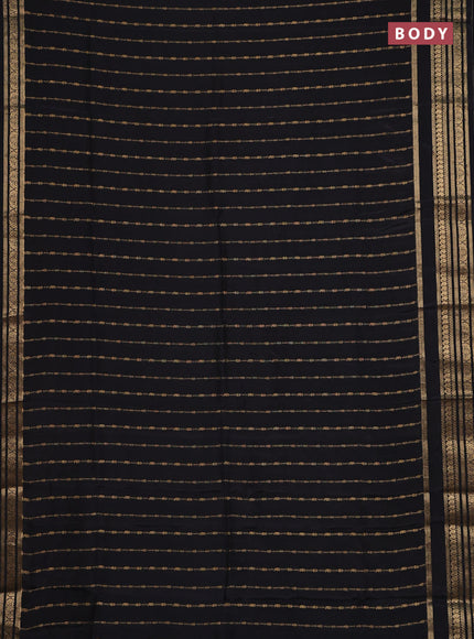 Semi mysore silk saree black with allover zari weaves and zari woven border