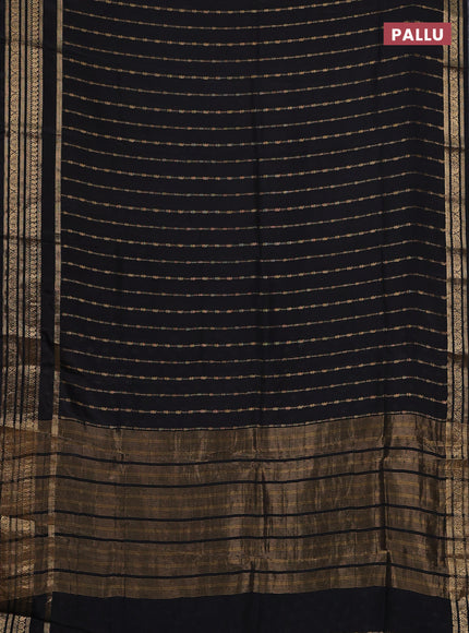 Semi mysore silk saree black with allover zari weaves and zari woven border