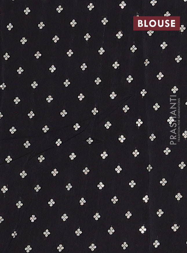 Semi mysore silk saree black with allover zari weaves and zari woven border