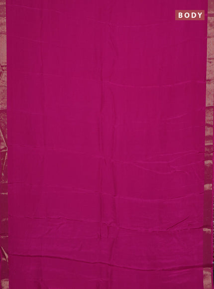 Semi mysore silk saree pink with plain body and zari woven border