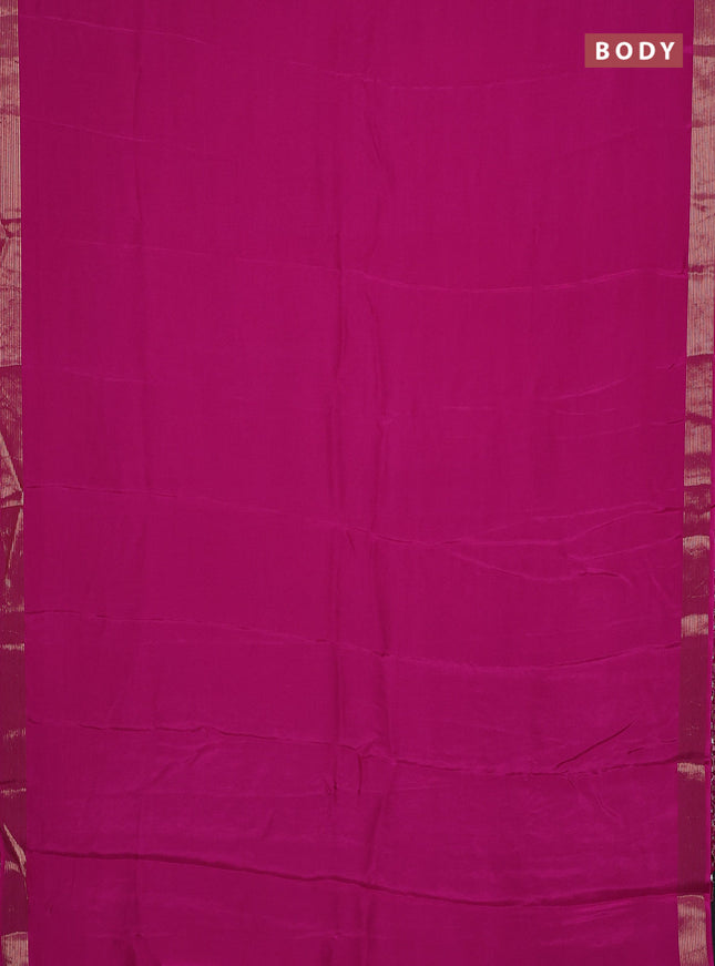 Semi mysore silk saree pink with plain body and zari woven border