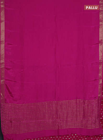 Semi mysore silk saree pink with plain body and zari woven border