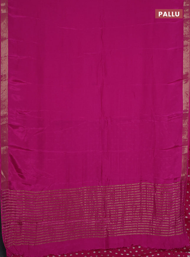 Semi mysore silk saree pink with plain body and zari woven border