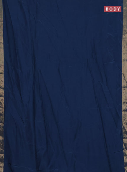 Semi mysore silk saree peacock blue with plain body and zari woven border
