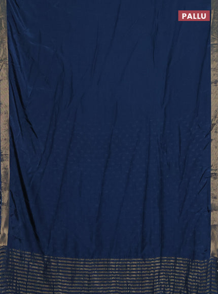 Semi mysore silk saree peacock blue with plain body and zari woven border