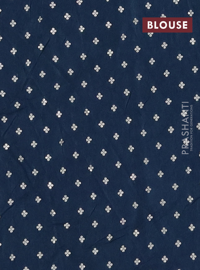 Semi mysore silk saree peacock blue with plain body and zari woven border