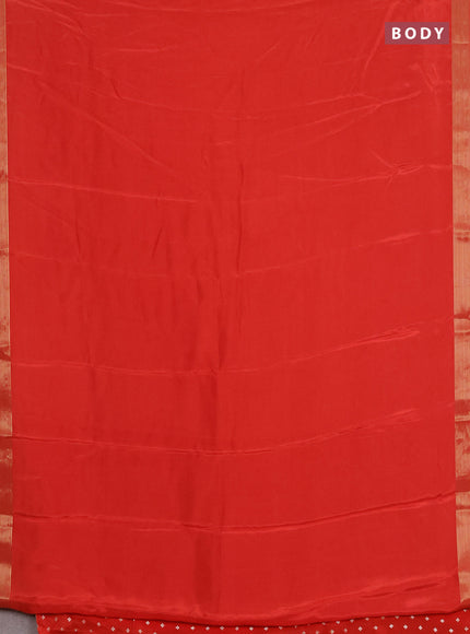 Semi mysore silk saree red with plain body and zari woven border
