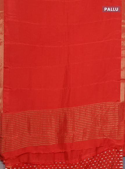 Semi mysore silk saree red with plain body and zari woven border