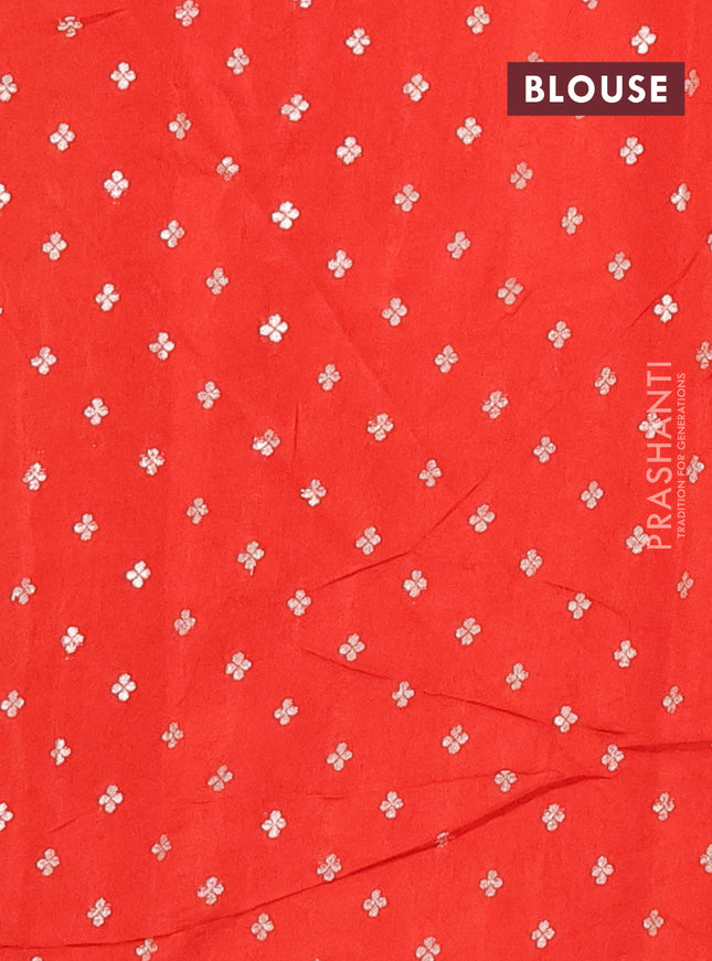 Semi mysore silk saree red with plain body and zari woven border