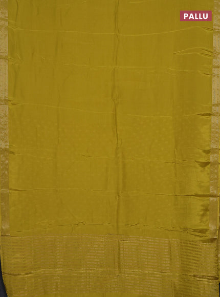 Semi mysore silk saree lime yellow with plain body and zari woven border
