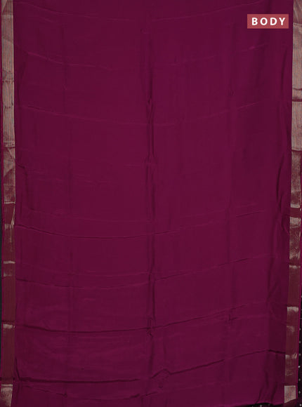Semi mysore silk saree wine shade with plain body and zari woven border