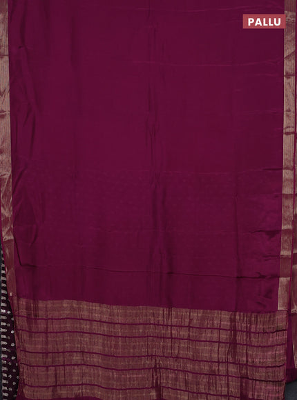 Semi mysore silk saree wine shade with plain body and zari woven border