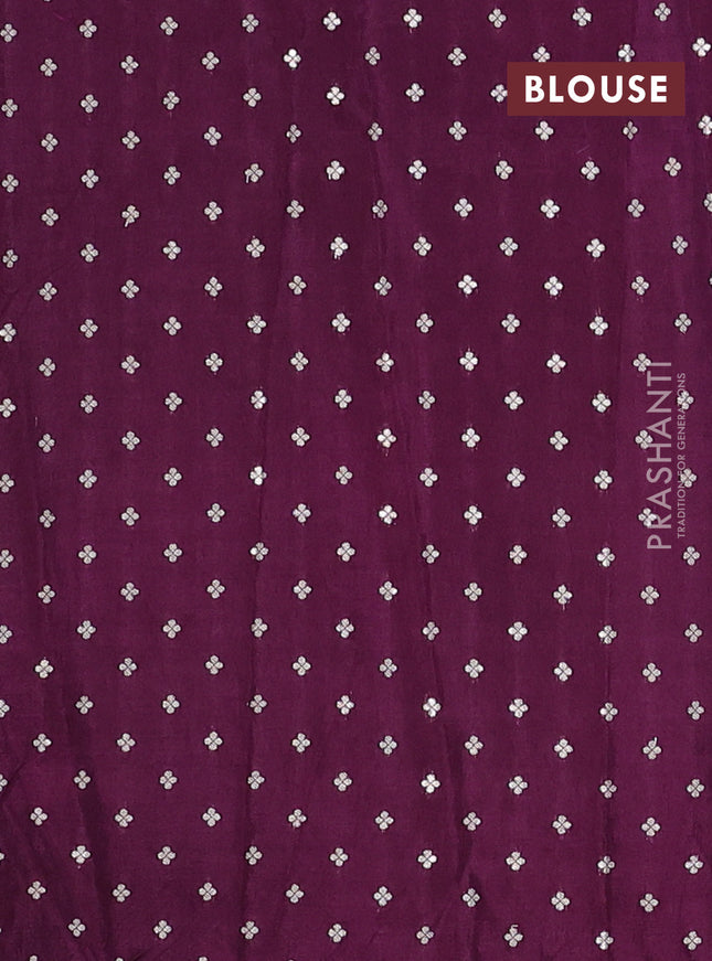Semi mysore silk saree wine shade with plain body and zari woven border