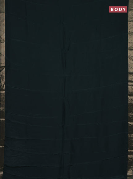 Semi mysore silk saree bottle green with plain body and zari woven border