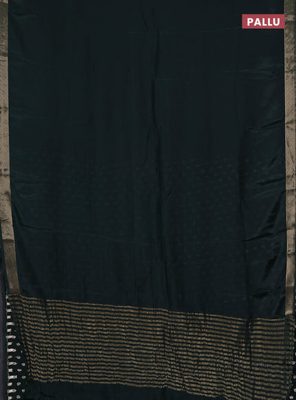 Semi mysore silk saree bottle green with plain body and zari woven border