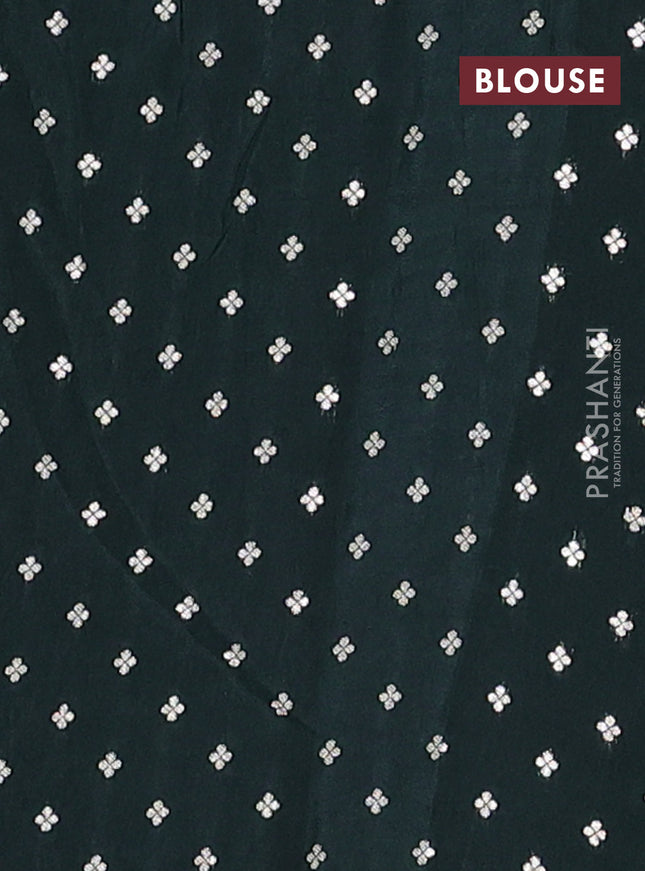 Semi mysore silk saree bottle green with plain body and zari woven border