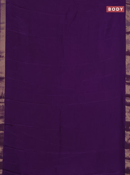 Semi mysore silk saree violet with plain body and zari woven border