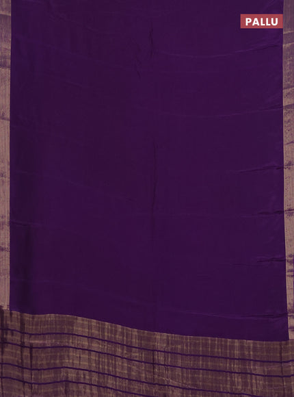 Semi mysore silk saree violet with plain body and zari woven border