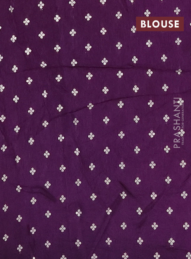 Semi mysore silk saree violet with plain body and zari woven border