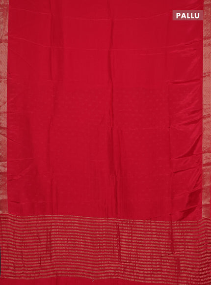 Semi mysore silk saree red with plain body and zari woven border