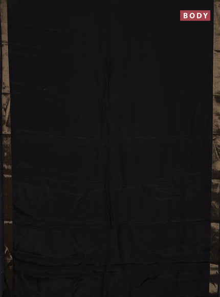 Semi mysore silk saree black with plain body and zari woven border