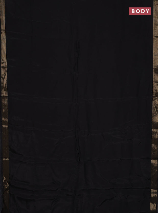 Semi mysore silk saree black with plain body and zari woven border