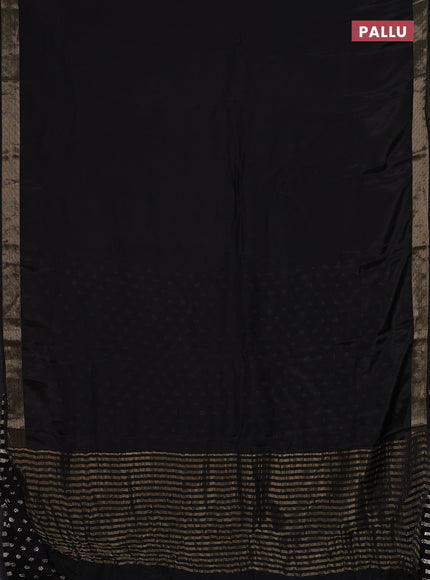 Semi mysore silk saree black with plain body and zari woven border