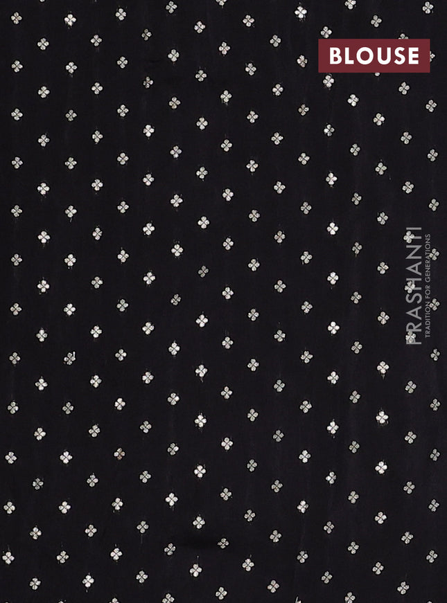 Semi mysore silk saree black with plain body and zari woven border