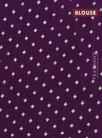 Semi mysore silk saree violet with allover zari checked pattern and temple design zari woven border