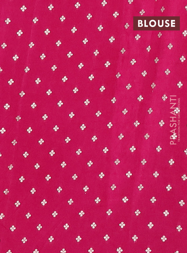 Semi mysore silk saree pink with allover zari checked pattern and temple design zari woven border