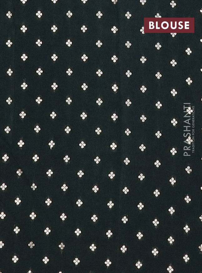 Semi mysore silk saree dark green with allover zari checked pattern and temple design zari woven border