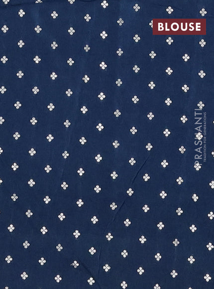 Semi mysore silk saree peacock blue with allover zari checked pattern and temple design zari woven border