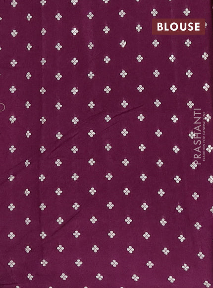 Semi mysore silk saree purple with allover zari checked pattern and temple design zari woven border