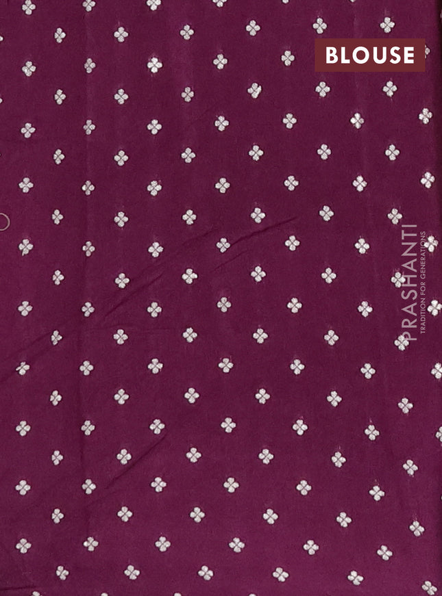 Semi mysore silk saree purple with allover zari checked pattern and temple design zari woven border