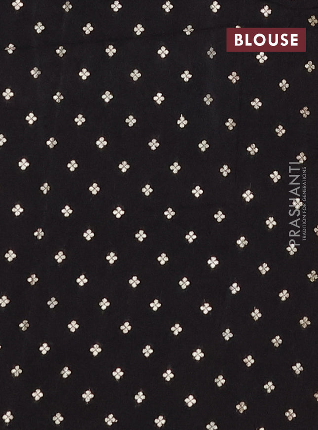 Semi mysore silk saree black with allover zari checked pattern and temple design zari woven border