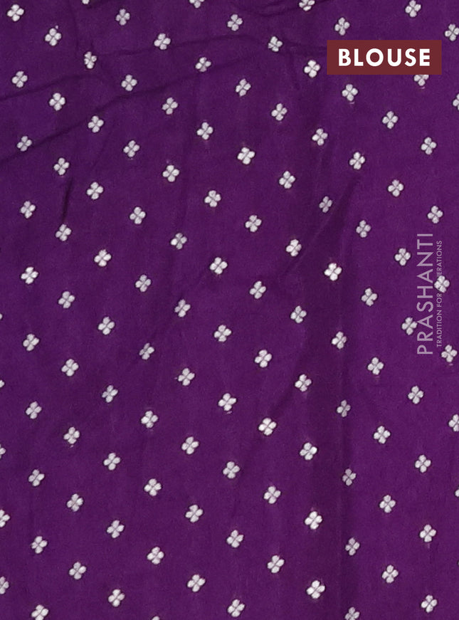 Semi mysore silk saree violet with plain body and temple design zari woven border