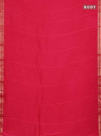 Semi mysore silk saree pink with plain body and temple design zari woven border