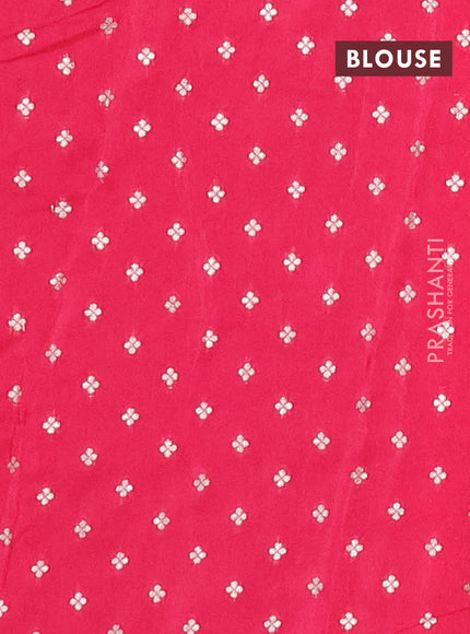 Semi mysore silk saree pink with plain body and temple design zari woven border