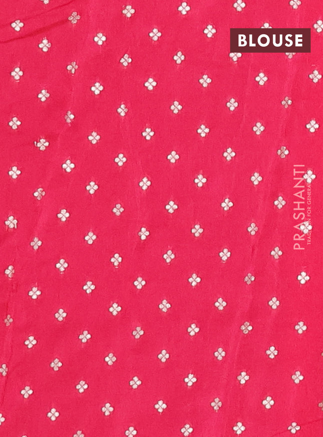 Semi mysore silk saree pink with plain body and temple design zari woven border