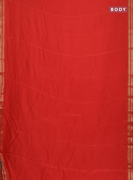 Semi mysore silk saree orange with plain body and temple design zari woven border