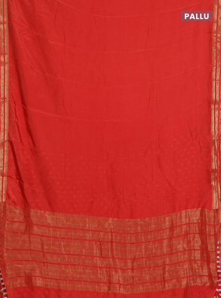 Semi mysore silk saree orange with plain body and temple design zari woven border