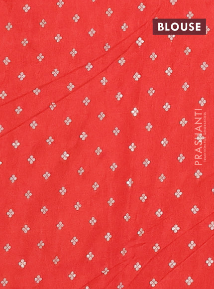 Semi mysore silk saree orange with plain body and temple design zari woven border