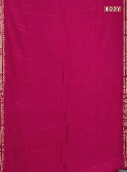 Semi mysore silk saree pink with plain body and temple design zari woven border