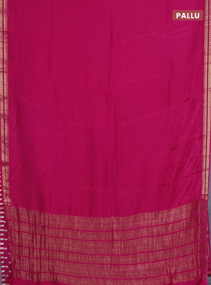 Semi mysore silk saree pink with plain body and temple design zari woven border