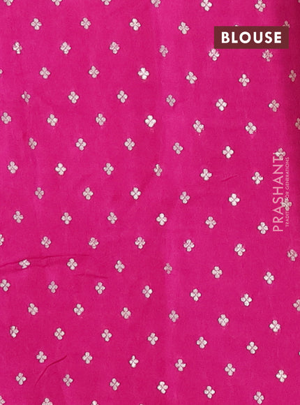 Semi mysore silk saree pink with plain body and temple design zari woven border